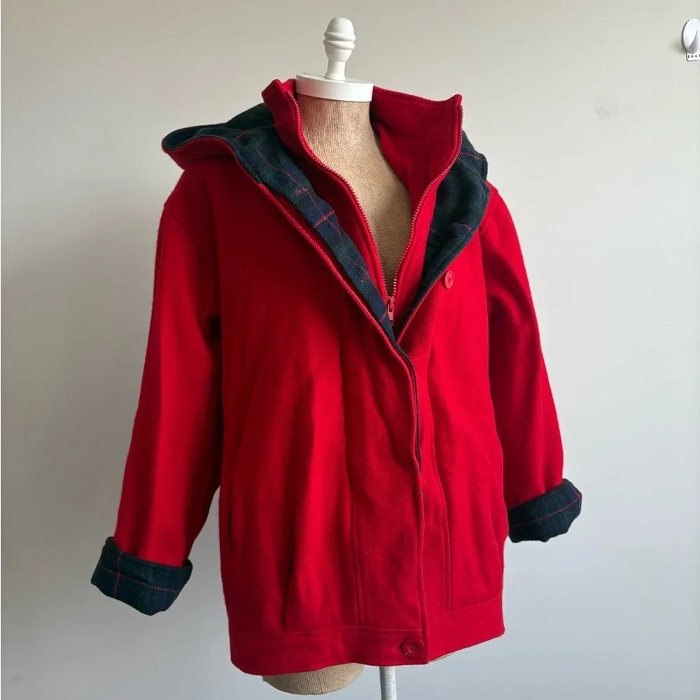 Vintage Hunt Club Wool Hooded Jacket Red Size 8